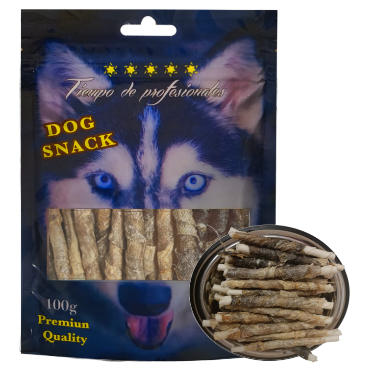 Piel de pescado con palito de piel prensada